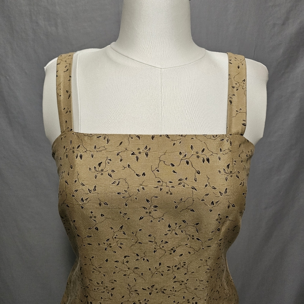 VTG Kay Unger Gold Floral Metallic Silk Shift Dress – Made in Korea size 8 - Picture 4 of 8